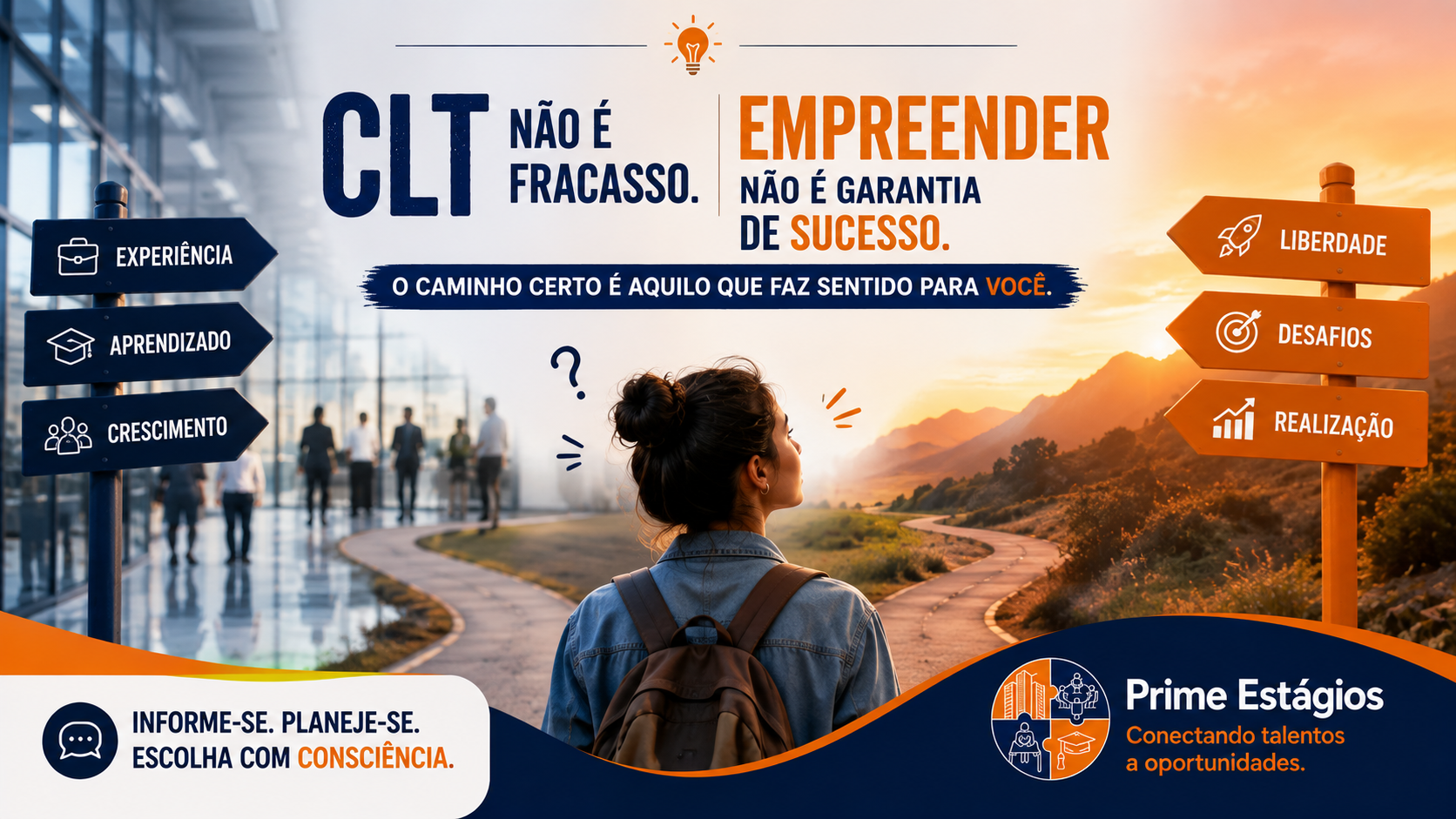 CLT E estágio não são fracassos. Empreender não é garantia de sucesso.